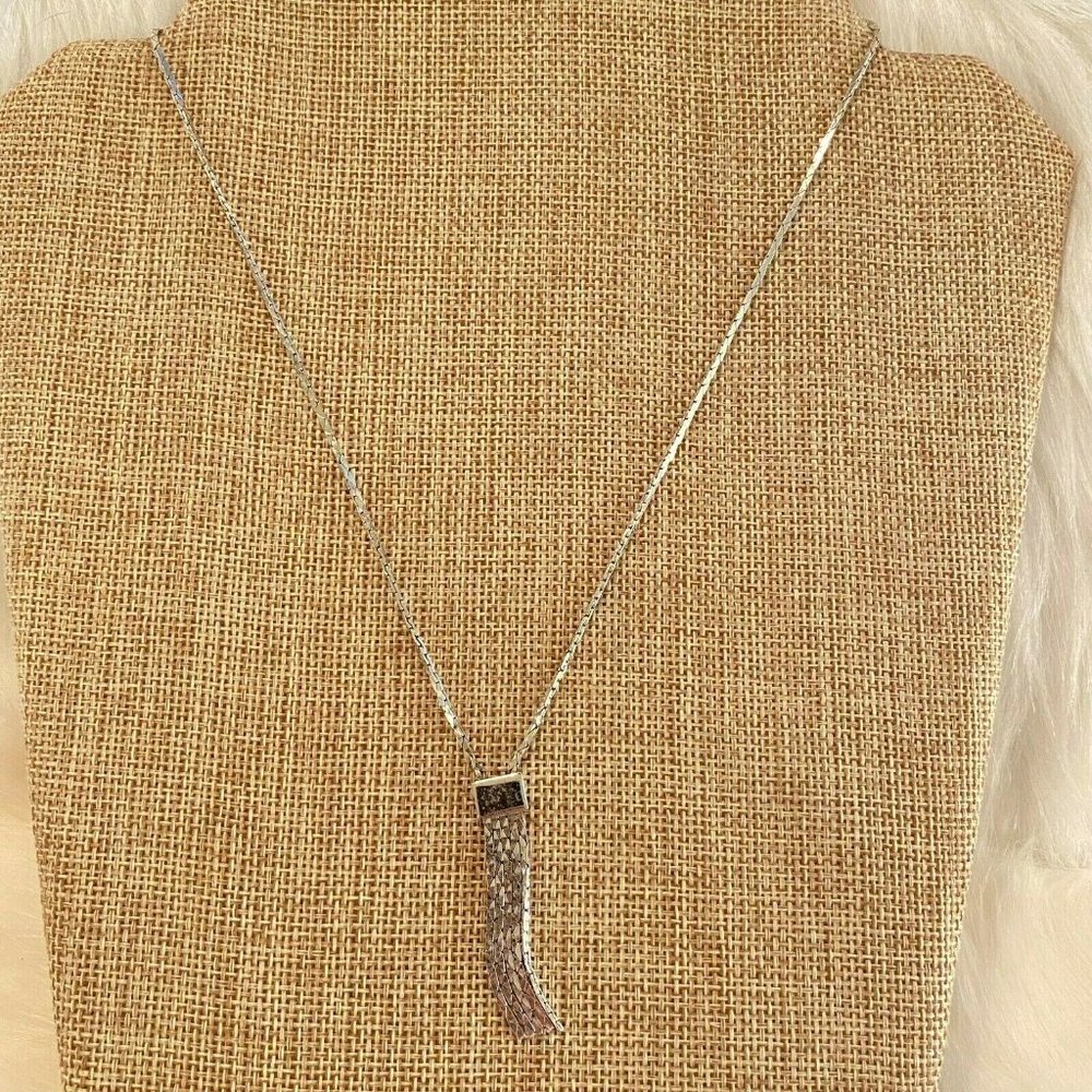 Vtg Avon Tassel Necklace Silver Western Modernist Regal Minimalist Signed 4048